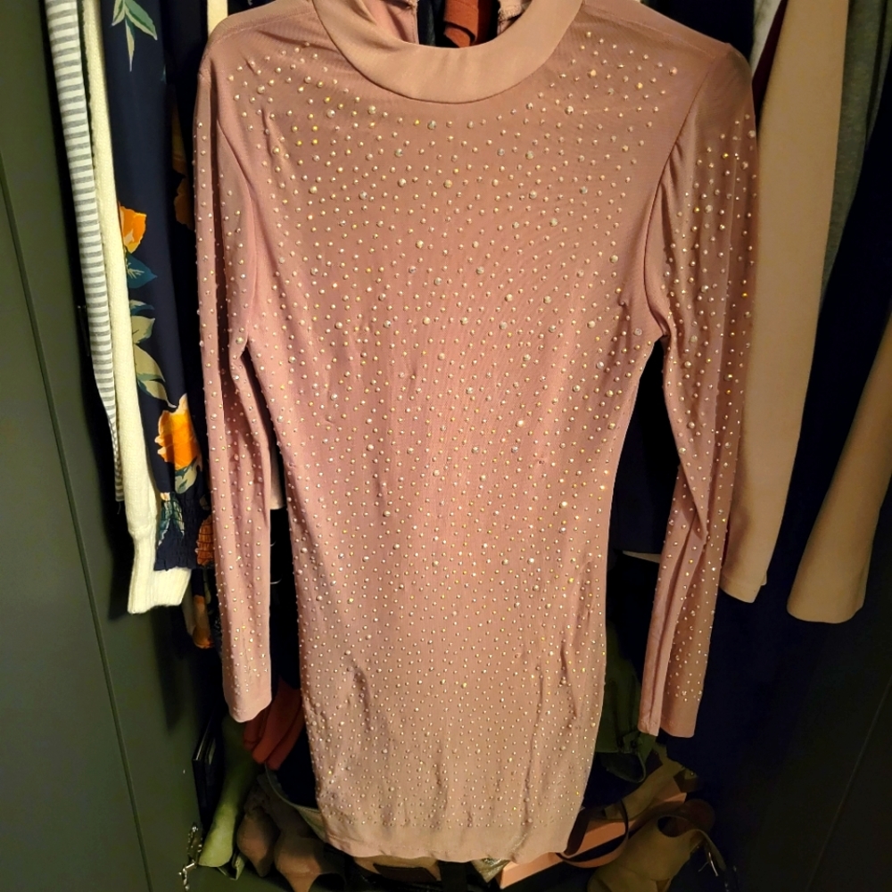 Nude rhinestones dress